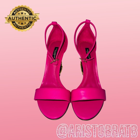 NAPPA SANDALS WITH BAROQUE DG HEEL in PINK - Picture 2 of 5